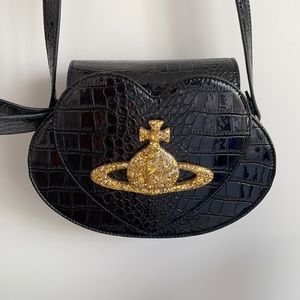 Vivienne Westwood heart bag black leather
